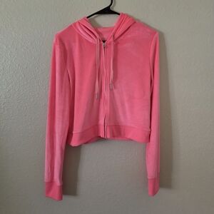 Aerie Pink Velour Zip-Up Jacket